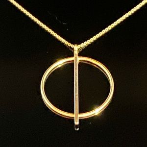 Pendant Gold Circle Bar On 16" To 17" Necklace
